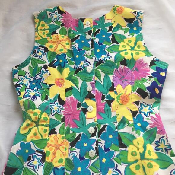 Vintage 90s Express cotton floral sheath dress, size 9 - Picture 6 of 6